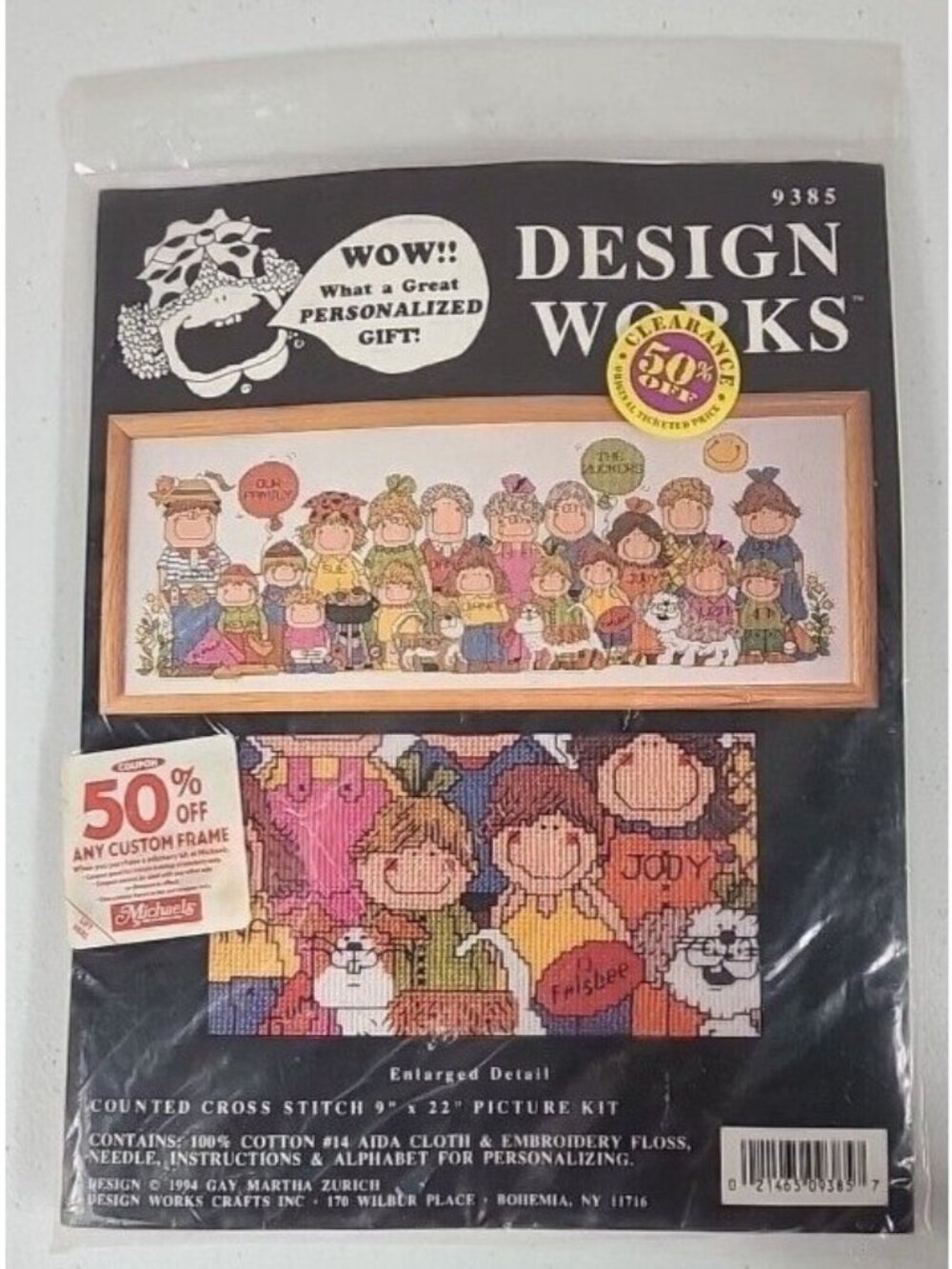 Design Works 9385 Our Family 9" x 22" Picture Kit Personalized Cross Stitch Kit
